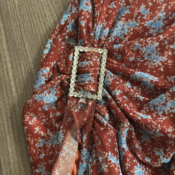 Dolls Kill Asymmetrical Floral Dress - Red and Orange - Picture 3 of 5